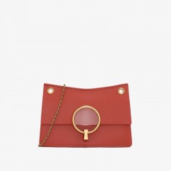 Charles Keith Metal Half Round Lady Chain Shoulder Bag Orange